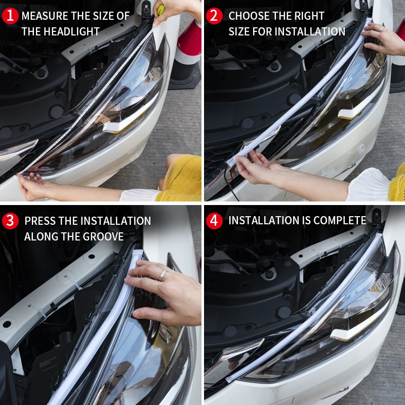 App Control DRL Car Daytime Running Light With Turn Signal RGB Scan Start Flexible Symphony Flowing LED Headlight Strip 12V view 6