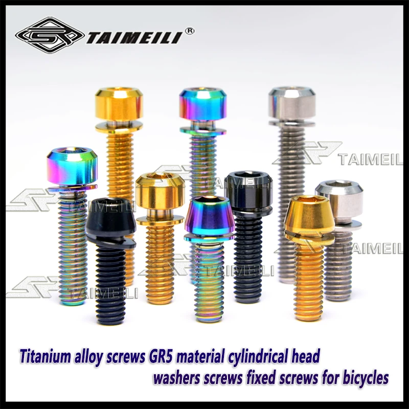 

Titanium alloy screws GR5 material M6X16/18/20/25/30mm cylindrical head washers screws fixed screws for bicycles