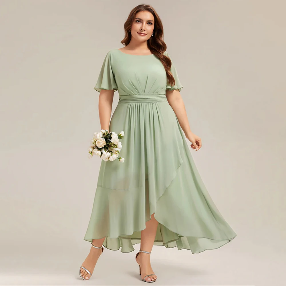 

Mother Of The Bride Dresses Chiffon A Line Short Sleeve Women's Wedding Party Attire Formal On Clearance Sale Elegant Plus Size