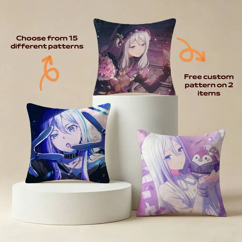 Nightcord at 25 Kanade Yoisaki Square Sofa Pillow Cover Solid Color Living Room Home Decor Cushion Case