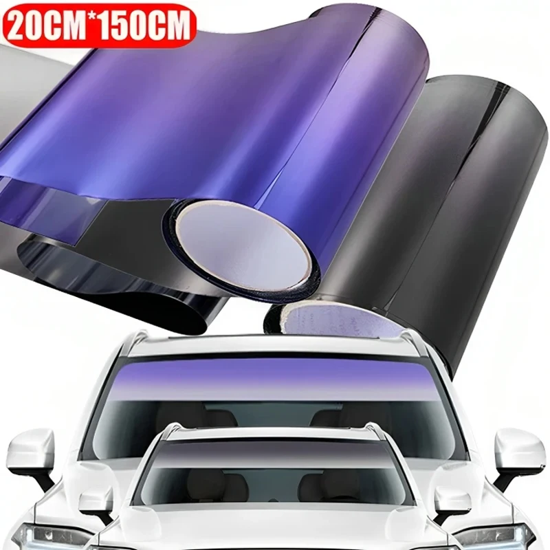 Car Window Tint Light-Colored Sunshade Seal Tape for Cars Front Protective Sunshade UV-Blocking DIY Window Film Gradient-Color