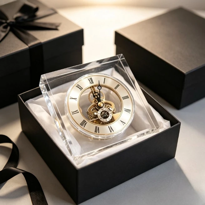 Silent Crystal Desktop Table Clock, Decorative Tabletop Ornament, Furniture Accessory for Bedroom and Game Room