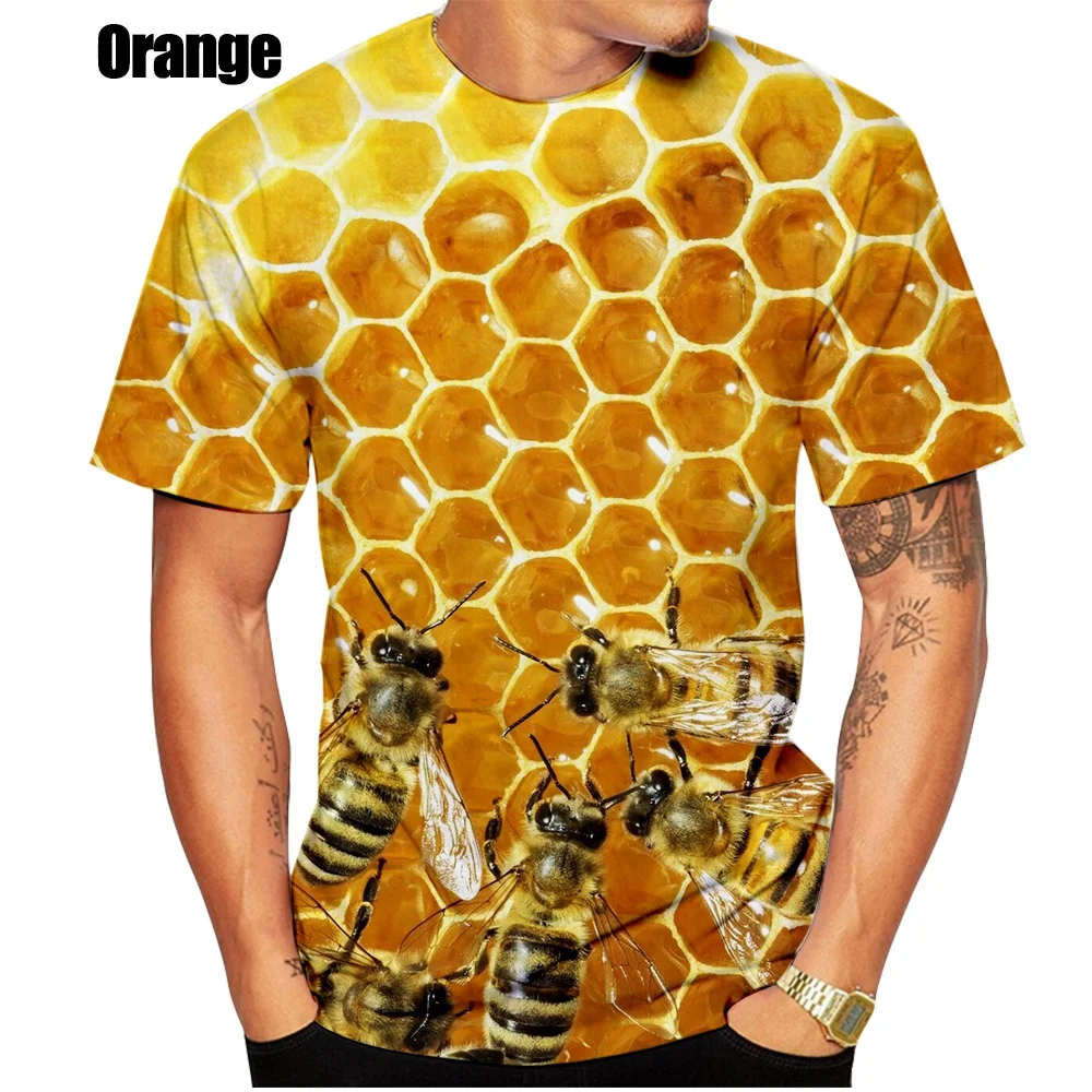 New funny bee 3D bee nest fashion men women printed T-Shirt Top