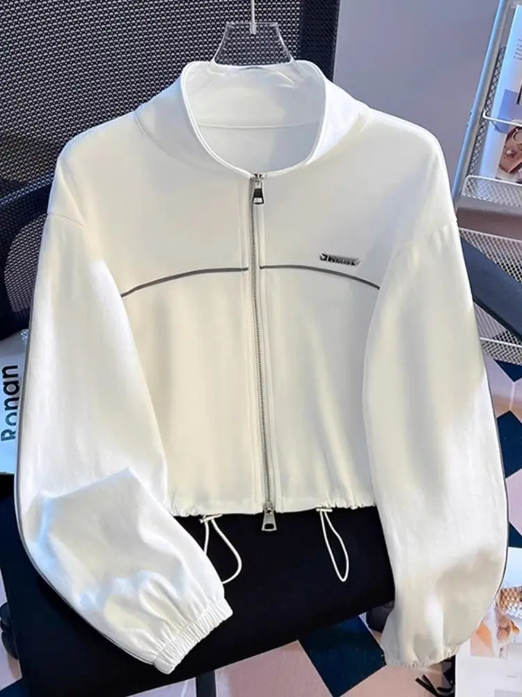 Women's Zipper Hoodie Cardigan Loose Fit ort Sve Long Zipper Stand Collar Double Zipper Spring Autumn Self-Kee Sle