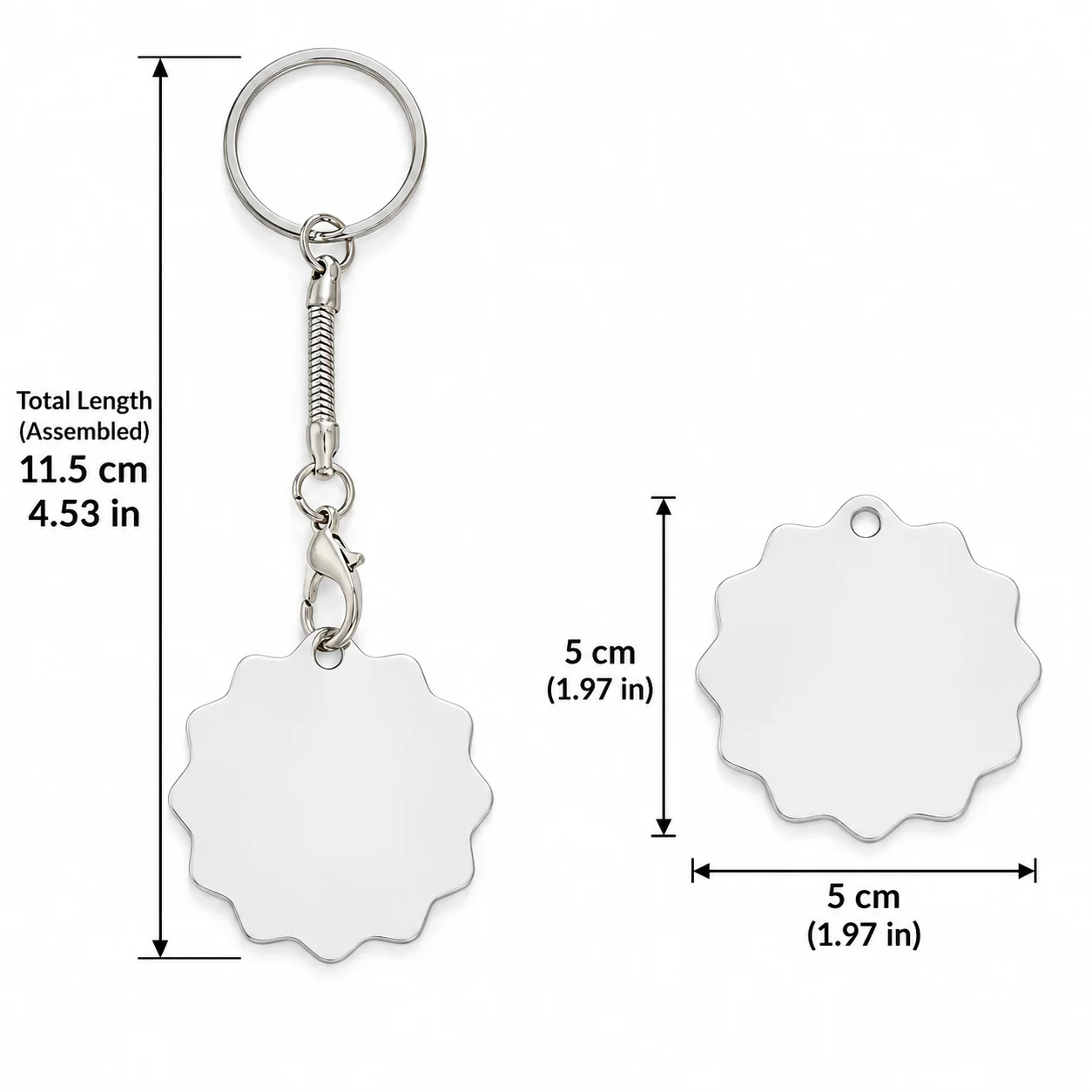 1/10Pcs Scalloped Flower Sublimation Metal Keychains Blank Heat Transfer Key Rings DIY Photo Craft Ornament with Key Hardware