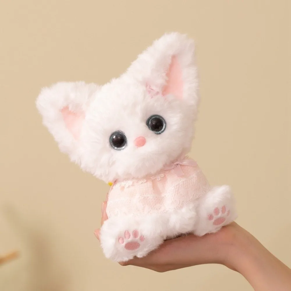 Soft Cat Keychain Fluffy Texture Calico Pattern Sleeping Cat Charm Bowknot Collar Big Ears Curly Fleece Accessory