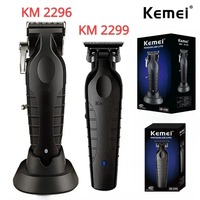 Kemei 2296 2299 Barber Cordless Hair Trimmer 0mm Zero Gapped Hair Clipper Detailer Professional Electric Finish Cutting Machine