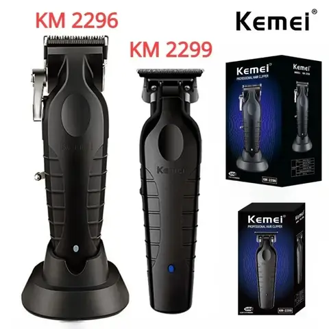 Kemei 2296 2299 이발사 무선 헤어 트리머, 0mm 갭 제로 헤어 클리퍼, 전문 전기 마무리 커팅 머신