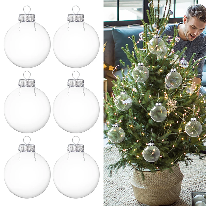 

6pc Christmas Ball Transparent Plastic Fillable Bauble Ornament Xmas Tree Hanging Pendant Merry Christmas Decor New Year Navidad
