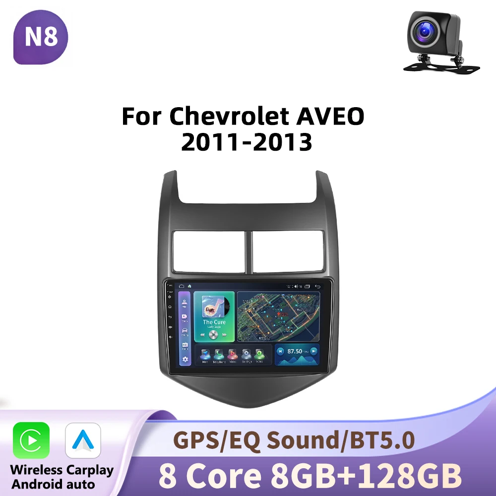 Podofo autoradio voor Chevrolet AVEO 2011-2013 Carplay multimediaspeler GPS autoradio AI spraakbesturing 2 Din Android Auto BT - afbeelding 1