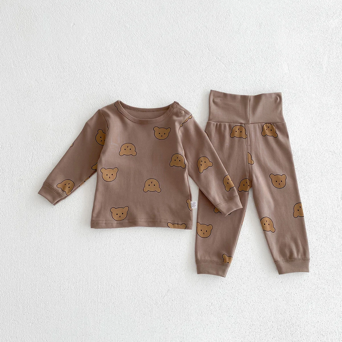 Baby Autumn Clothes Two-piece Cartoon Bear Print Underwear Korean Style Infant Boys Girls Home Wear Soft Cotton Pajamas Suits