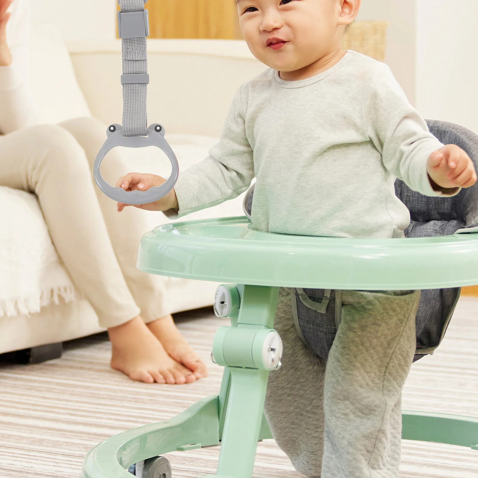 

4Pcs Ergonomic Pull Up Rings for Babies - Adjustable Stand Support for Playpen Crib Fence Walking Training Infant Safe Grip