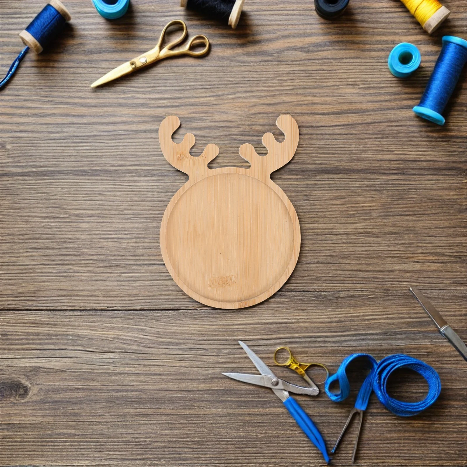 

Blank Bamboo Coasters DIY Mosaic Tray Reindeer Shape Craft Base Plant Saucers Mug Pads Drink Mats Flower Coasters Household Use