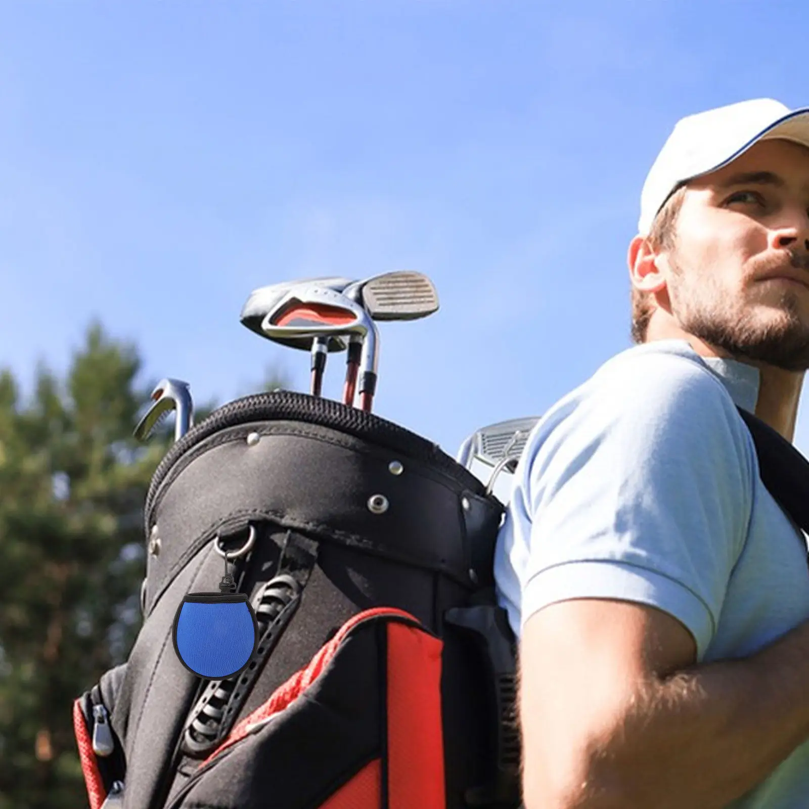 Golf Ball Pouch Neoprene Lined Clip Portable Golf Ball Cleaner Pouch Bag Protection Washer Accessory Bag Clean