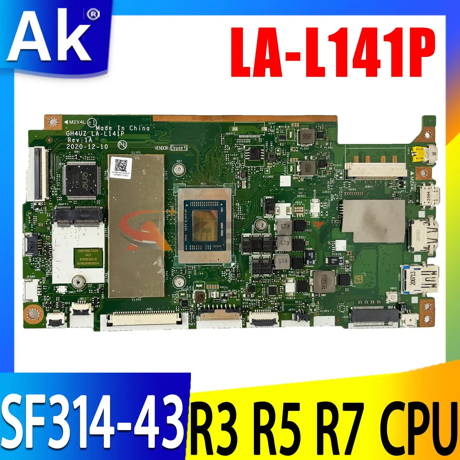 

For Acer SF314-43 Laptop Motherboard LA-L141P NBAB211005 With Ryzen 7 5700U CPU Fully 100% Tested Swift 100% Tested OK