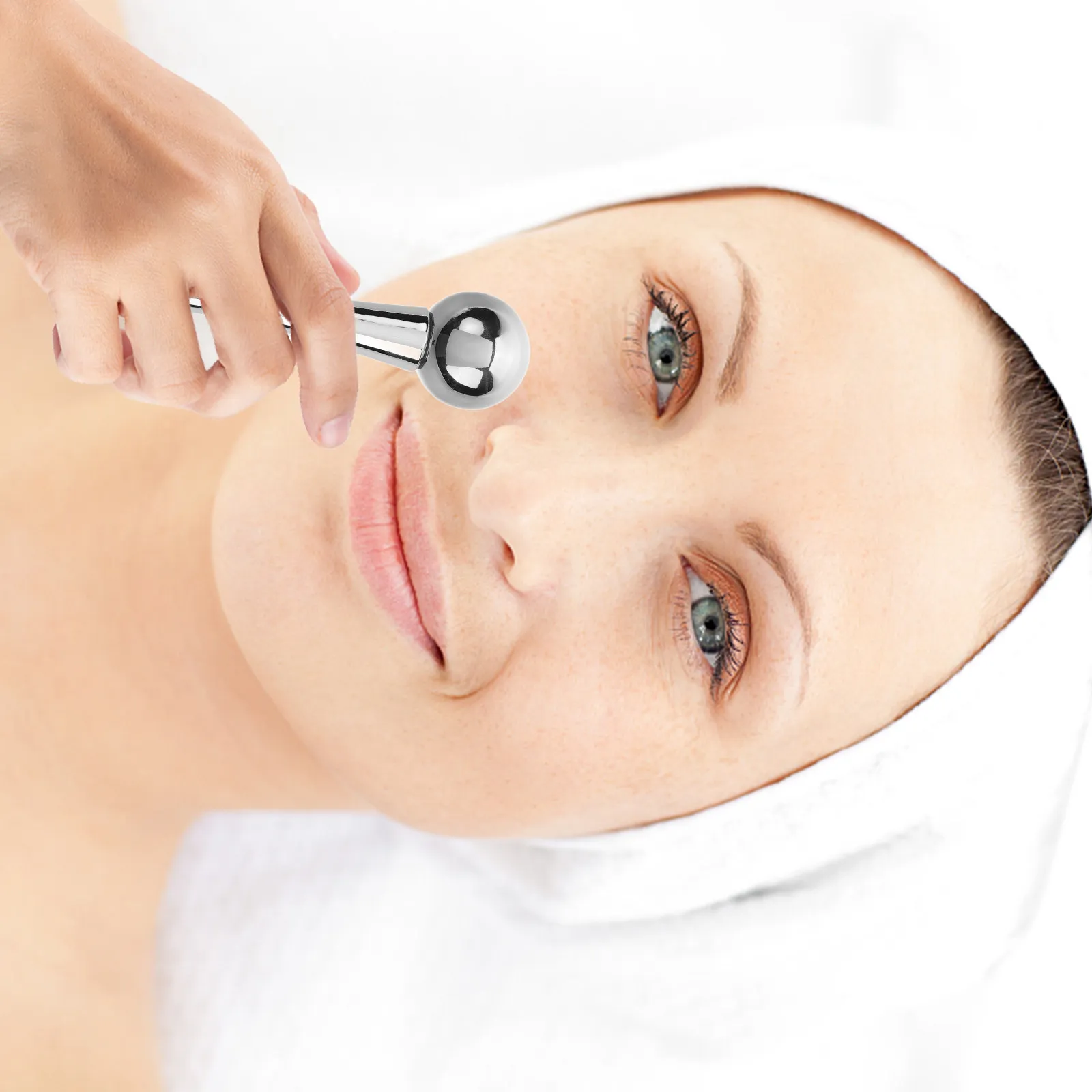 Rolo Facial de Gelo em Aço Inoxidável, Massageador Facial Rotativo em Formato de Globo, Ferramenta de Resfriamento para Cuidados com a Pele do Rosto e Olhos, Reduz Inchaço