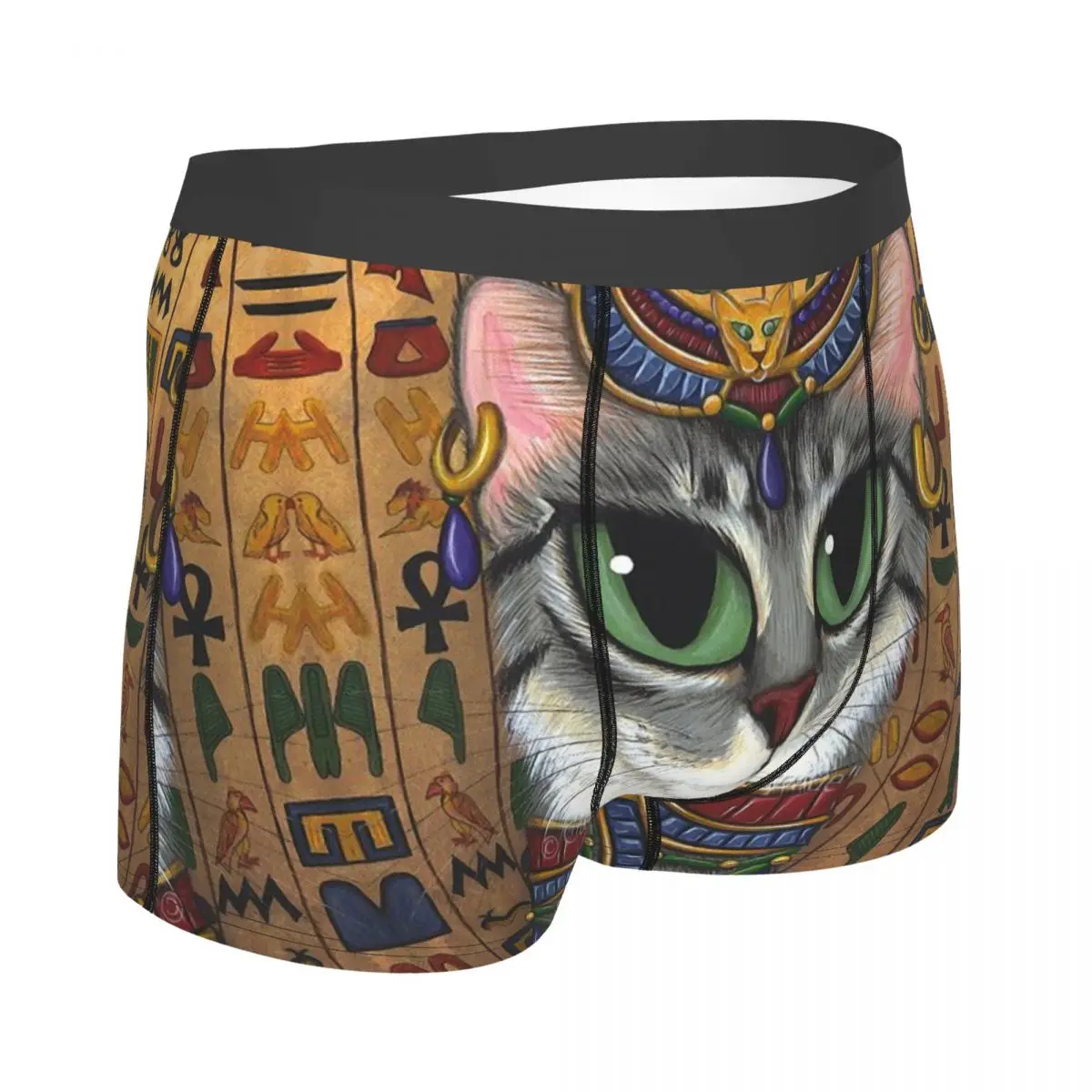 Katzen und Ankh Kreuz alten Ägypten Herren Boxershorts hoch atmungsaktive Unterhosen hochwertige 3D-Druck Shorts Geburtstags geschenke