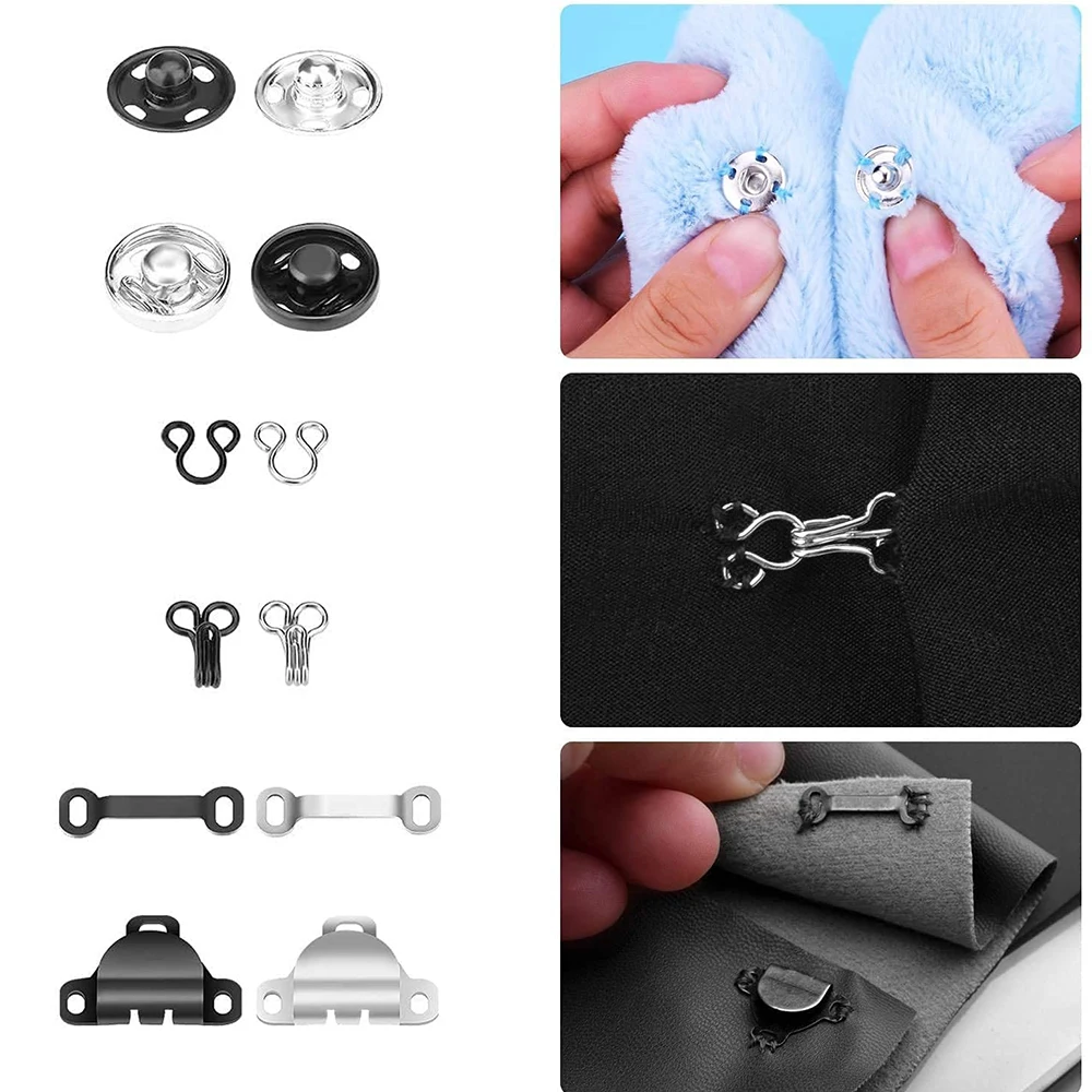 120PCS Sewing Hooks and Eyelets Set Sewing Closure Fastener Clasps Repair Sewing Hooks Hooks and Eyes Clasp for Sewing Clothes