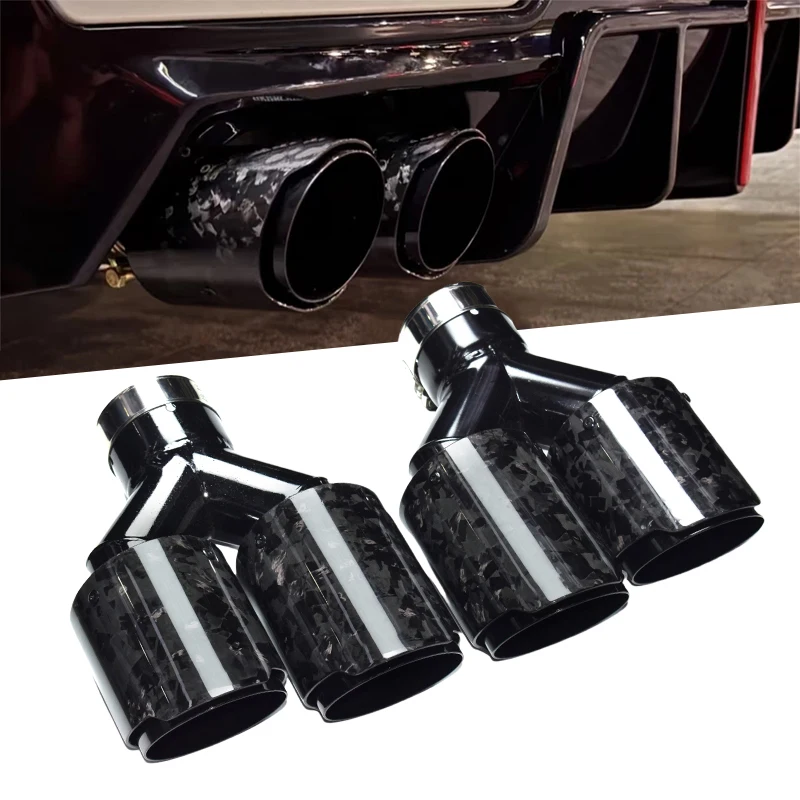 DEX Exhaust Tips Universal Forged Carbon Fiber SS304 AK Logo Quad Muffler Tip Exhaust System Nozzle Tailpipe Performance Sports