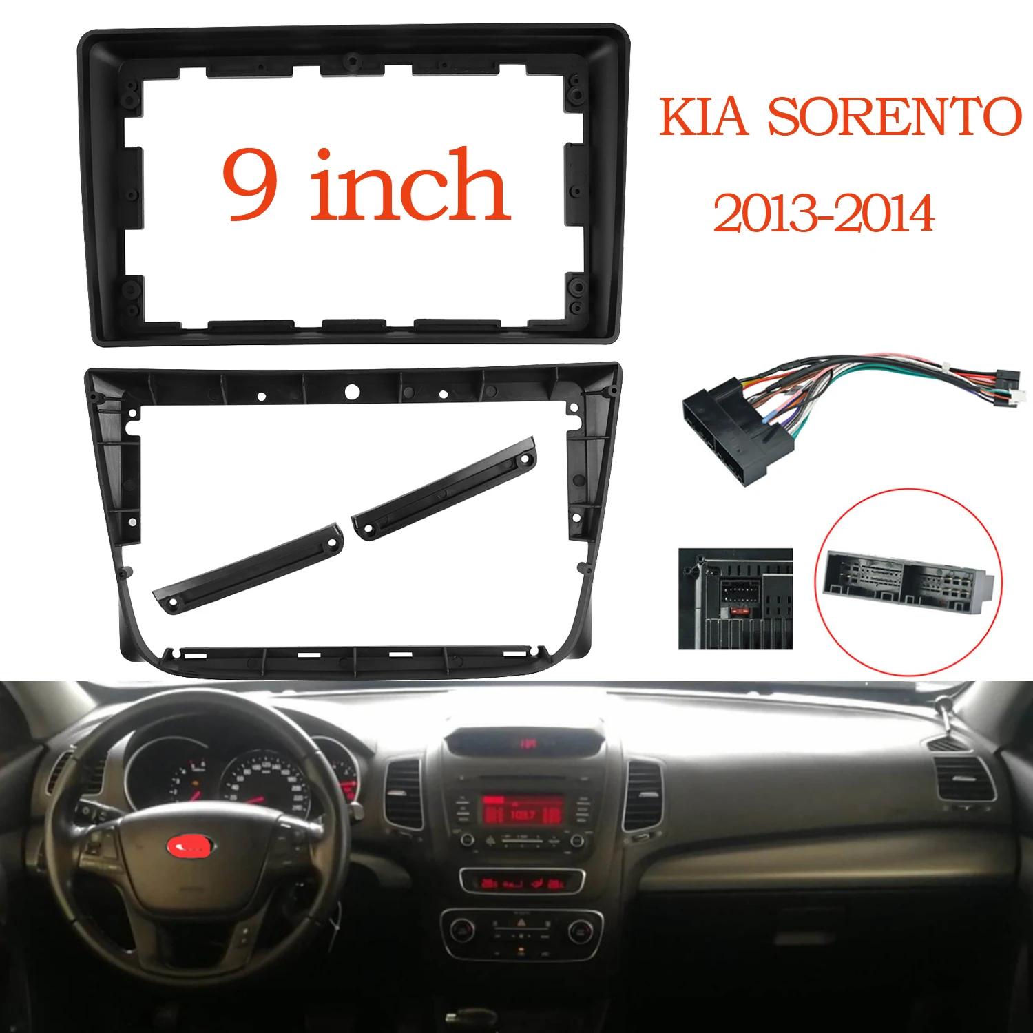 

9 INCH Car Radio Fascia for KIA SORENTO 2013 Frame Stereo DVD Player Install Surround Trim Panel Double Din Face Plate Bezel