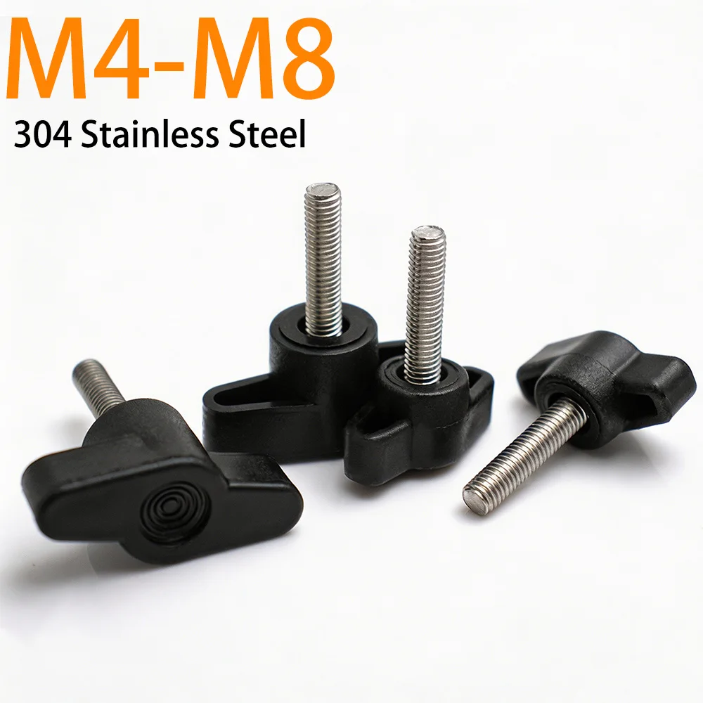 304 Stainless Steel #27 #36 Slotted Hand Tightening Screw Bakelite T-Handle Screws Rubber Head Knob Z-Type Hand Bolt M4-M8