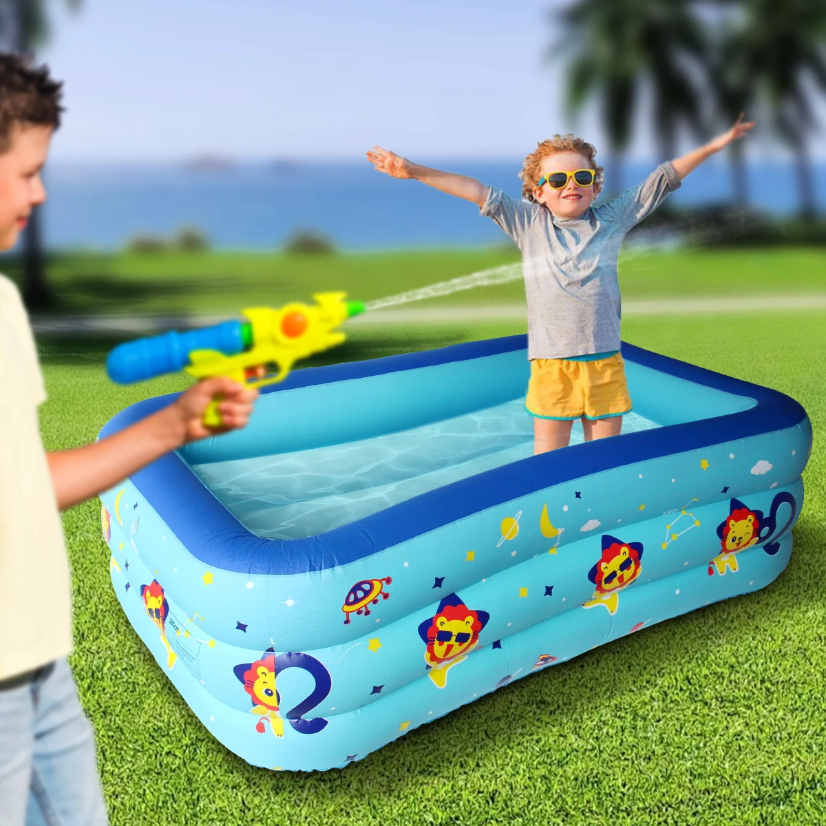 Summer Inflatable Ball Pit Pool for Kids, Toddlers, Blow Up PVC Swimming Pool for Indoor Outdoor Camping Backyard