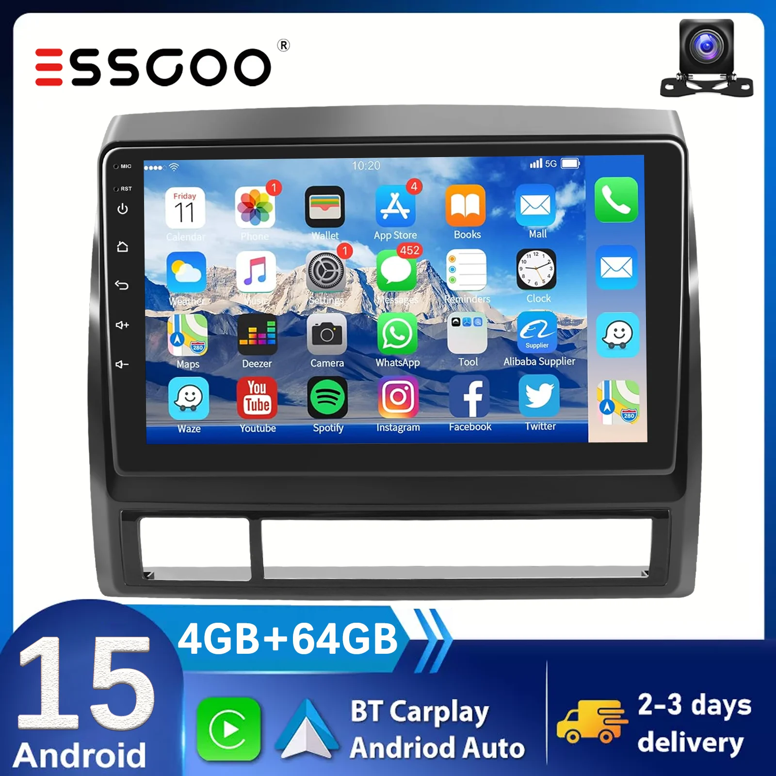 9 Inch Wireless Carplay Car Radio for Toyota Tacoma 2005-2015 Touch Screen Android 15 Auto Car Video Player GPS Backup Camera