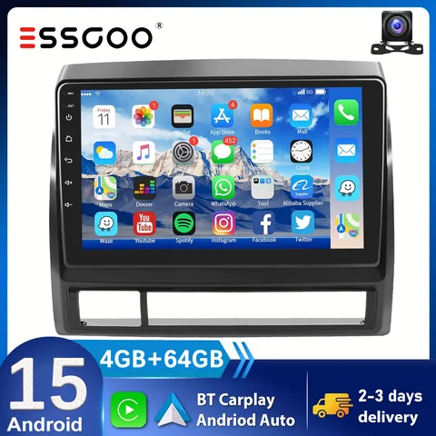 9 Inch Wireless Carplay Car Radio for Toyota Tacoma 2005-2015 Touch Screen Android 15 Auto Car Video Player GPS Backup Camera