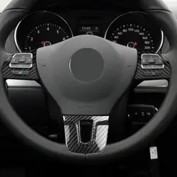 Car ABS Carbon Fiber Texture Steering Wheel Panel Cover Sticker Trim For VW Caddy Jetta 2012-2014 Sharan Touran Golf MK6 Tiguan