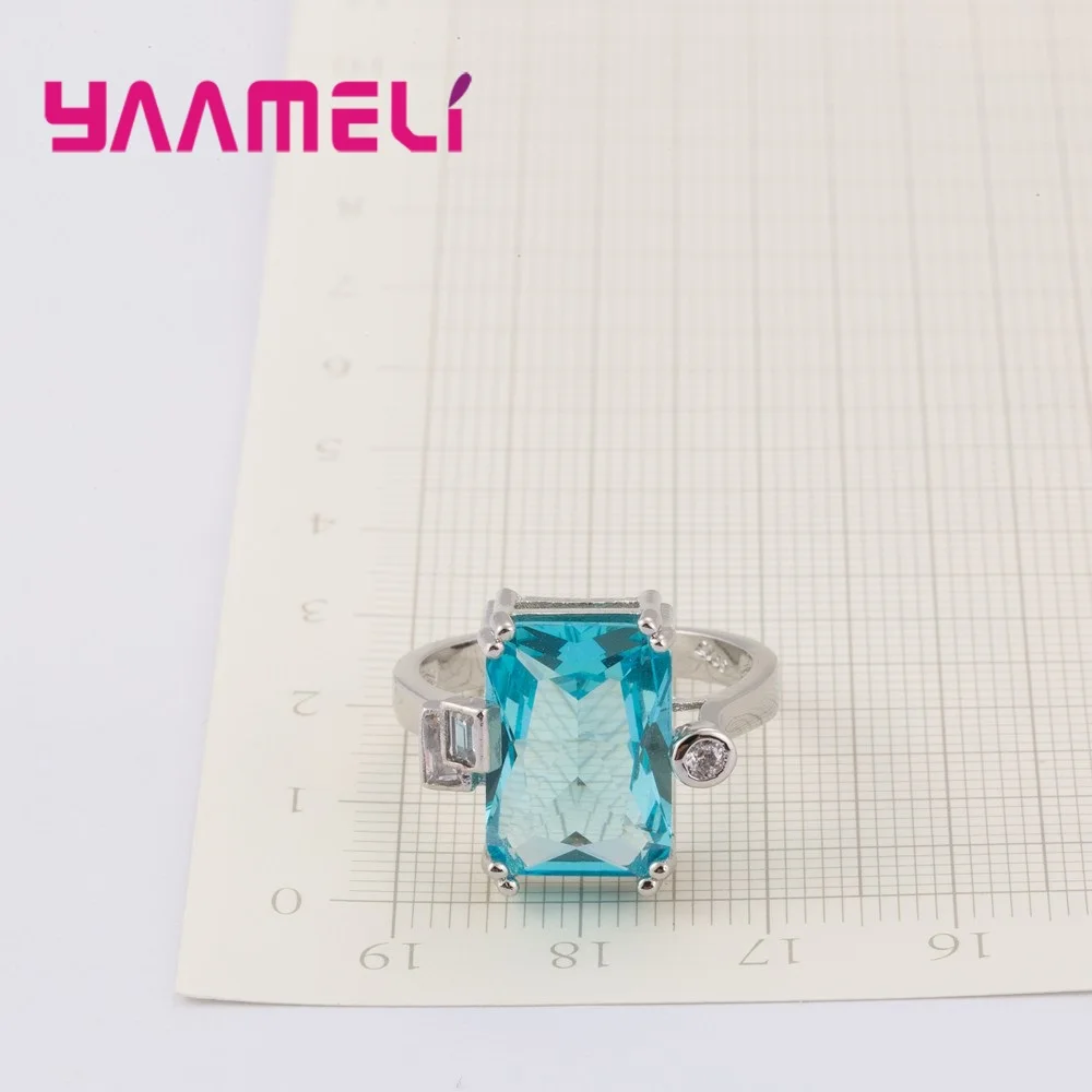 Nieuwe Stylw 925 Sterling Zilveren Ring Gebrek Blauwe CZ Steen AAA Zirkoon Sieraden voor Vrouwen Engagement Wedding bague bijoux