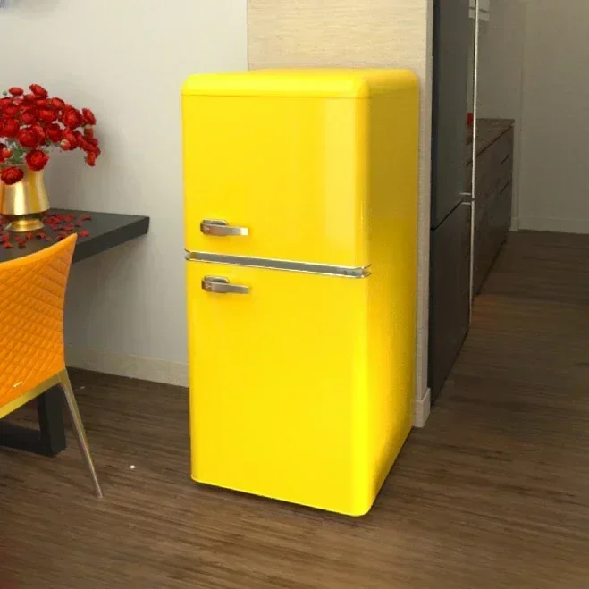 

Amoi retro refrigerator household two-door mini freezer refrigerated dormitory rental energy-saving car refrigerator.