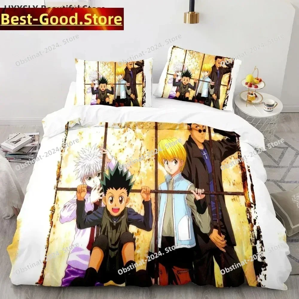 Hunter X Hunter Bedding Set Japanese Anime Printed single Comforter Quilt Duvet Cover Pillow Case 3 Pieces Sets Kids Adult Size