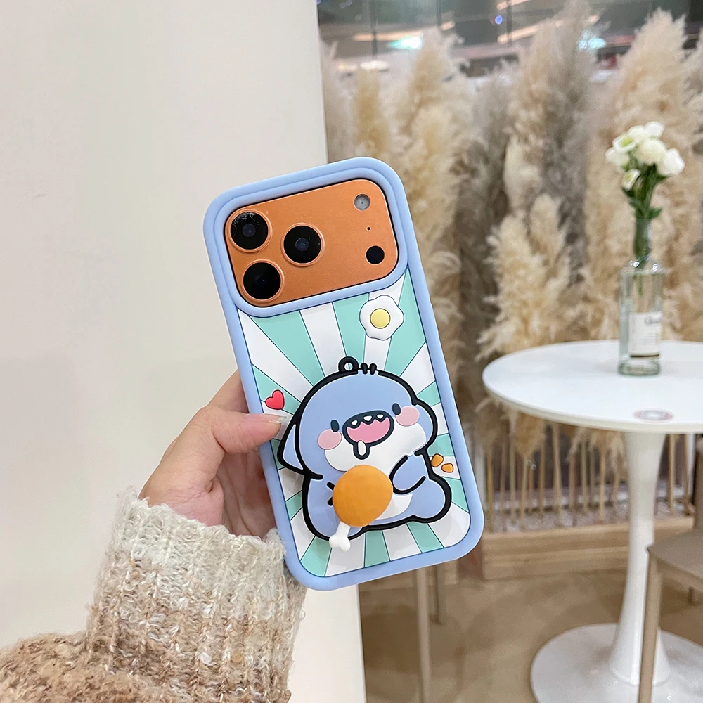 3D Cartoon Französisch Frites Shark Halterung Fall Für iPhone 17 16 Plus 16e 15 14 13 12 11 Pro max Stoßfest Weiche Silikon Halter Abdeckung – Detail 4