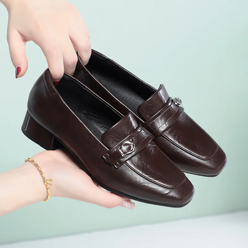 

3cm Retro British Style Breathable Comfortable Soft Leather Loafers Women Flats 2026 Spring Casual Shoes Driving Moccasins Daily
