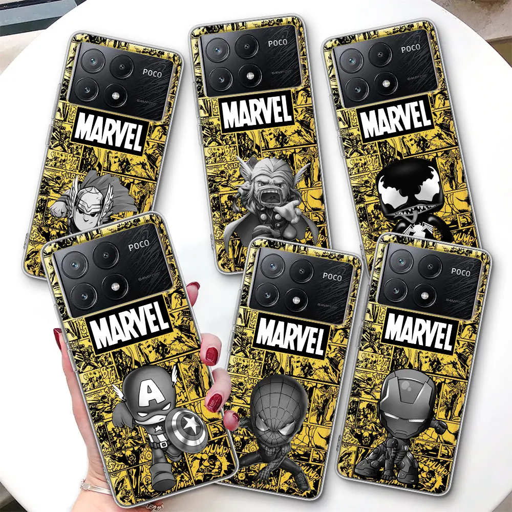 Marvel Ironman Groot Case for Xiaomi Poco F4 F5 M3 M4 M5 M5s X3 GT X4 NFC X5 X6 Pocophone F1 F2 Pro F3 TPU Soft Phone Cover