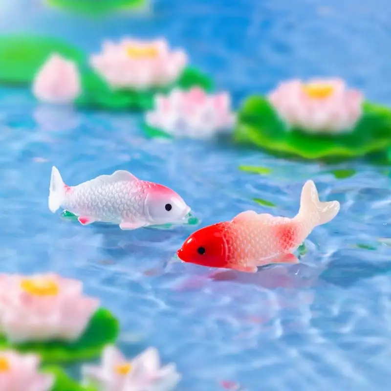 10 pçs diy decorativo estatueta de peixe dourado decoração para casa de bonecas em miniatura simulado carpa brinquedo animal para crianças