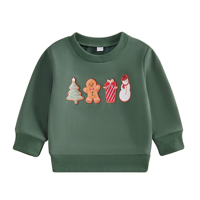 

Baby Christmas Sweatshirts Classic Cartoon Letter Print Long Sleeve Pullovers Toddler Winter Tops