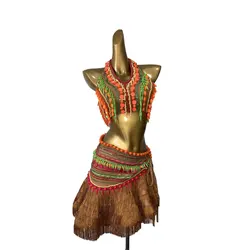 Latin Dance Stage Women's High-end Customized American Retro Samba Rhinestone Performance Costume Dress