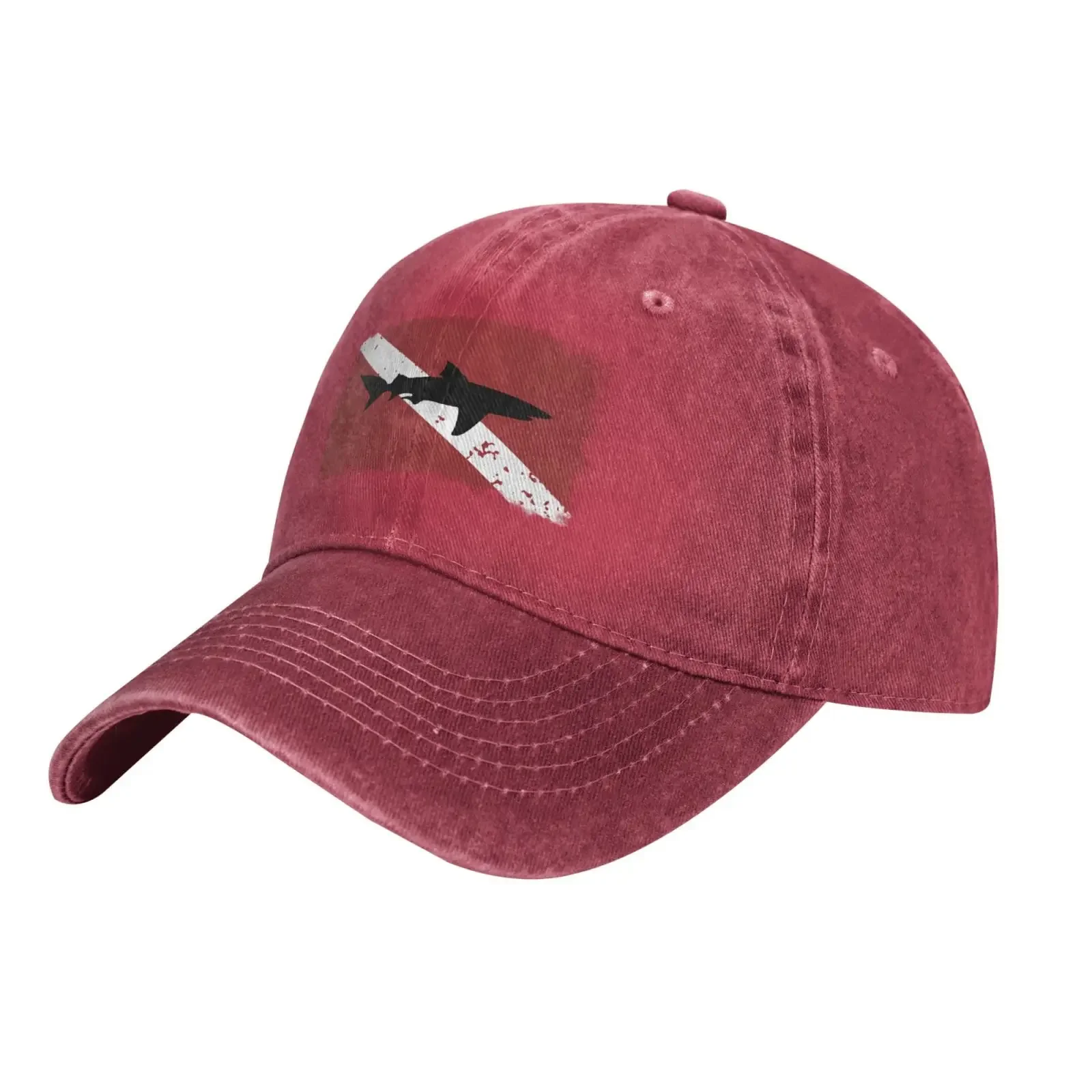 Vintage Shark Scuba Dive Flag Hat Vintage Washed Distressed Cotton Dad Hat Baseball Cap Adjustable Polo Trucker Unisex Style