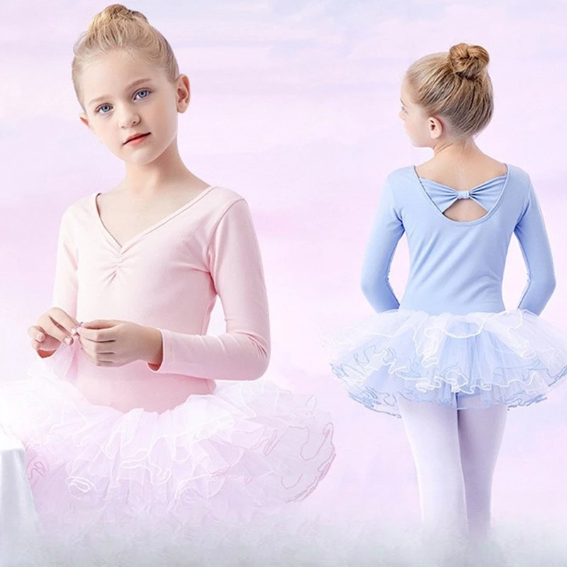 

UK Latin & Ballet Kids Dance Dress - Chinese Exam Practice Dress with Long Sleeves for Girls, Spring Summer Ballet costume