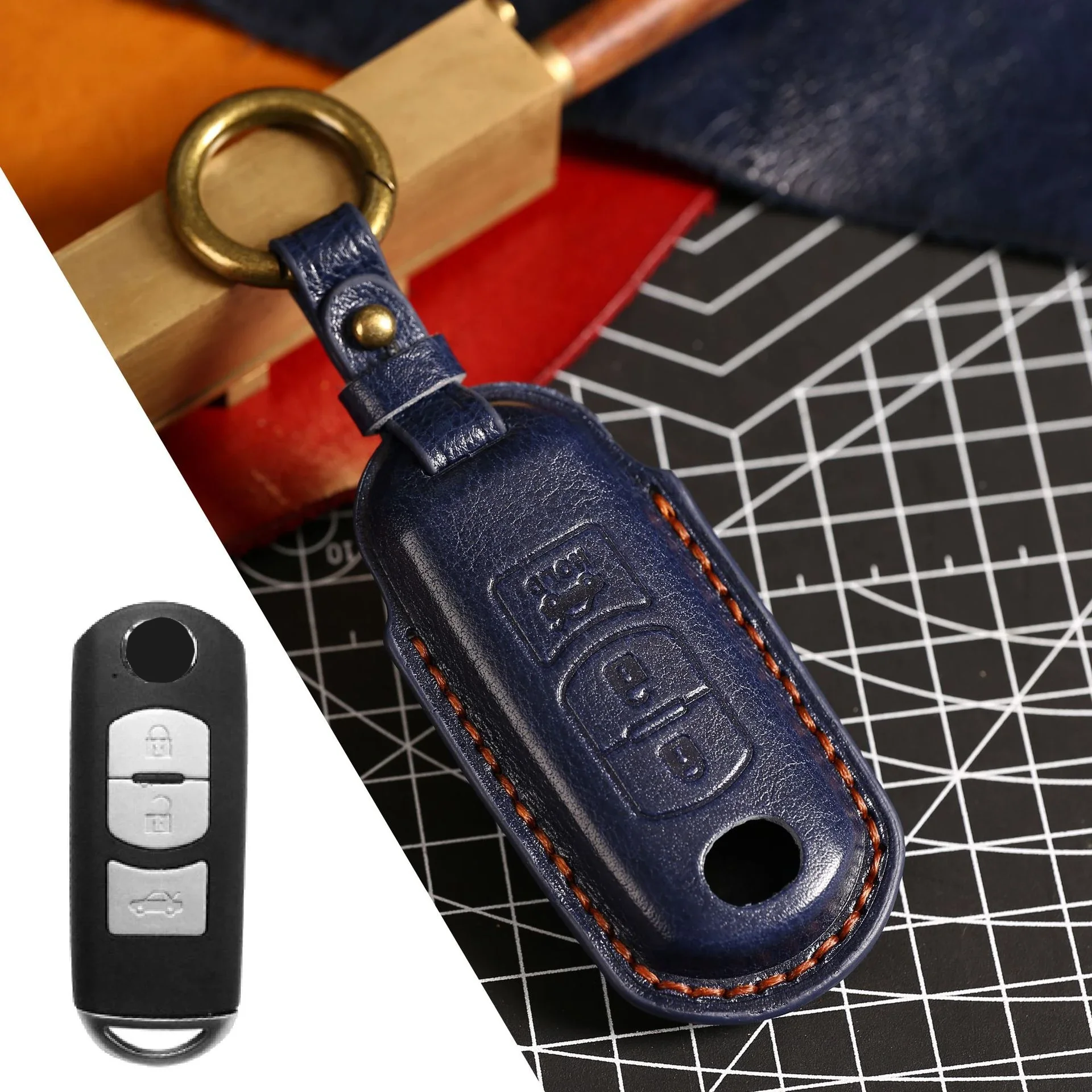 

1pc Leather Key Cover Case For Mazda CX5 2 CX3 CX7 CX 5 CX4 CX8 Demio Sch5 CX-5 X5 Accessories Keychain Car Key Case Keyless