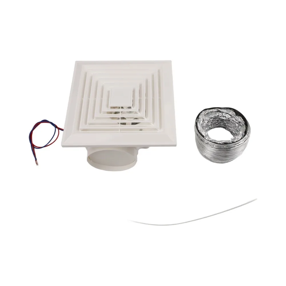 Powerful Inline Duct Fan for Bathroom Kitchen Ceiling Mount for exhaust with High Airflow 34x34x31CM White Energy Efficient