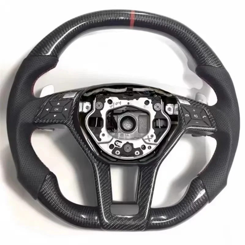 Real Carbon Fiber Leather Steering Wheel for Mercedes-benz GLC GLE450 C63 C450 E63 W176 W204 W205 W213 W218 A250 AMG GLK 207 6