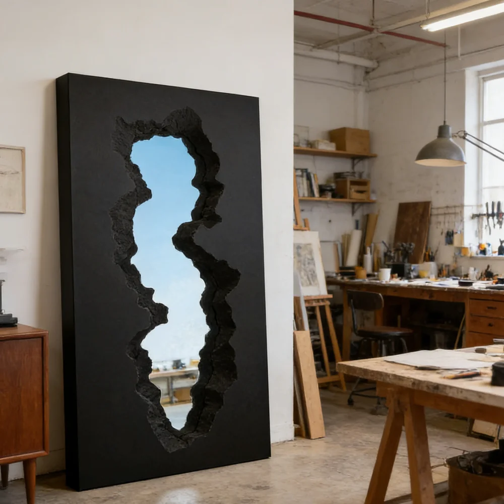 

Зеркало напольное в полный рост с 3D-текстурой и нерегулярным декоративным орнаментом для дома, салона и бутика