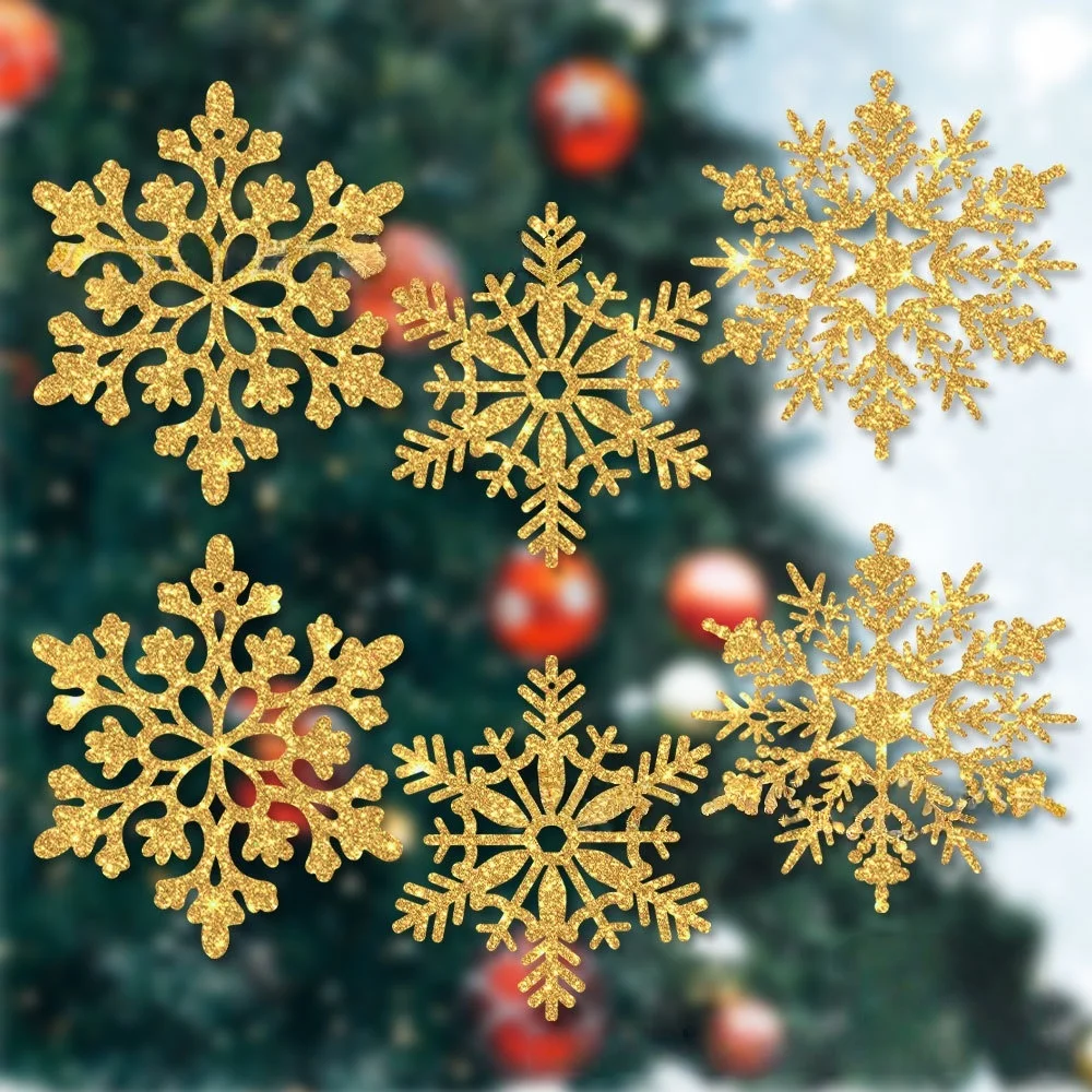 12 قطعة بريق الأبيض اللب الخام البلاستيك ندفة الثلج الحلي عيد الميلاد مكان الديكور شجرة عيد الميلاد قلادة للمنزل الشتاء حفلة ديسمبر