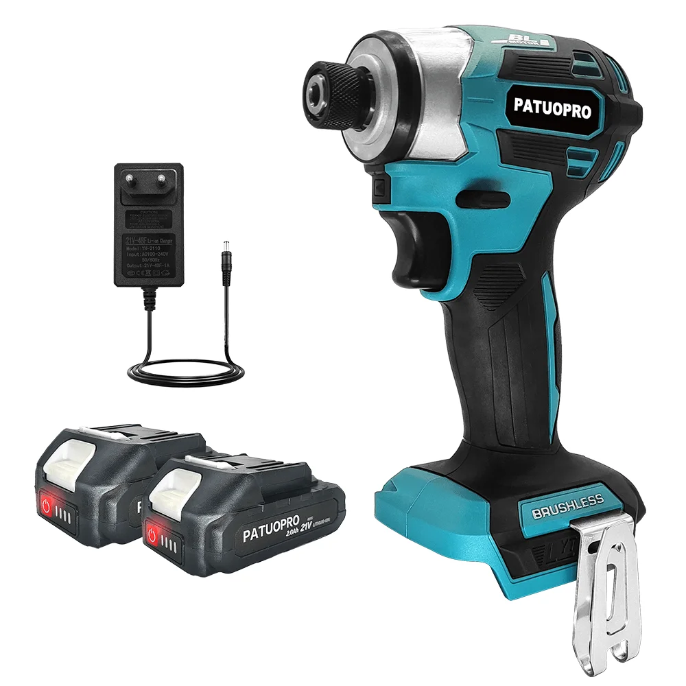 Patuopro Cordless Chave de Fenda Elétrica 14 Brushless Impact Driver Recarregável Ferramentas Elétricas para Makita 18v Bateria 2800rpm