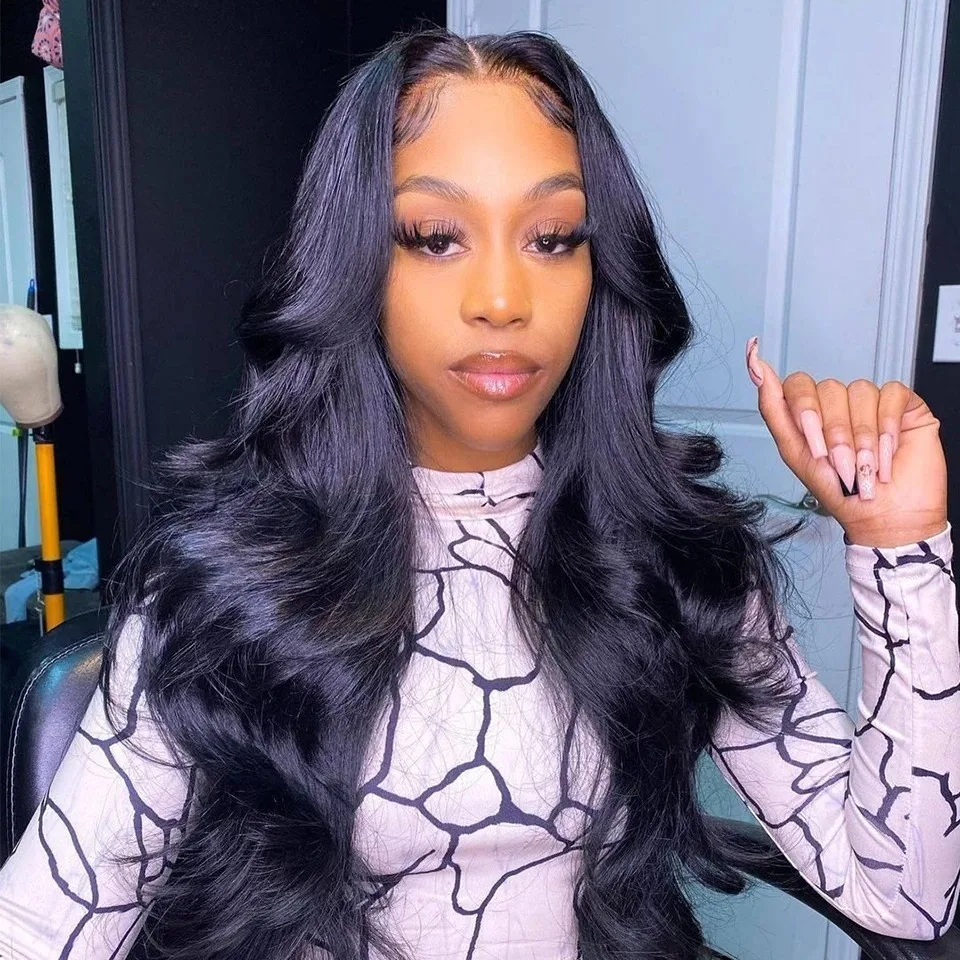 Perruque Body Wave Lace Front Wig 360 naturelle brésilienne, cheveux humains, 13x4 13x6, pre-plucked, pour femmes africaines