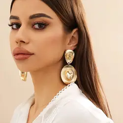 Lacteo Exaggerated Geometric Irregular Drop Earrings for Women Metal Hat Shape Pendant Earrings Wedding Ladies Party New Jewelry
