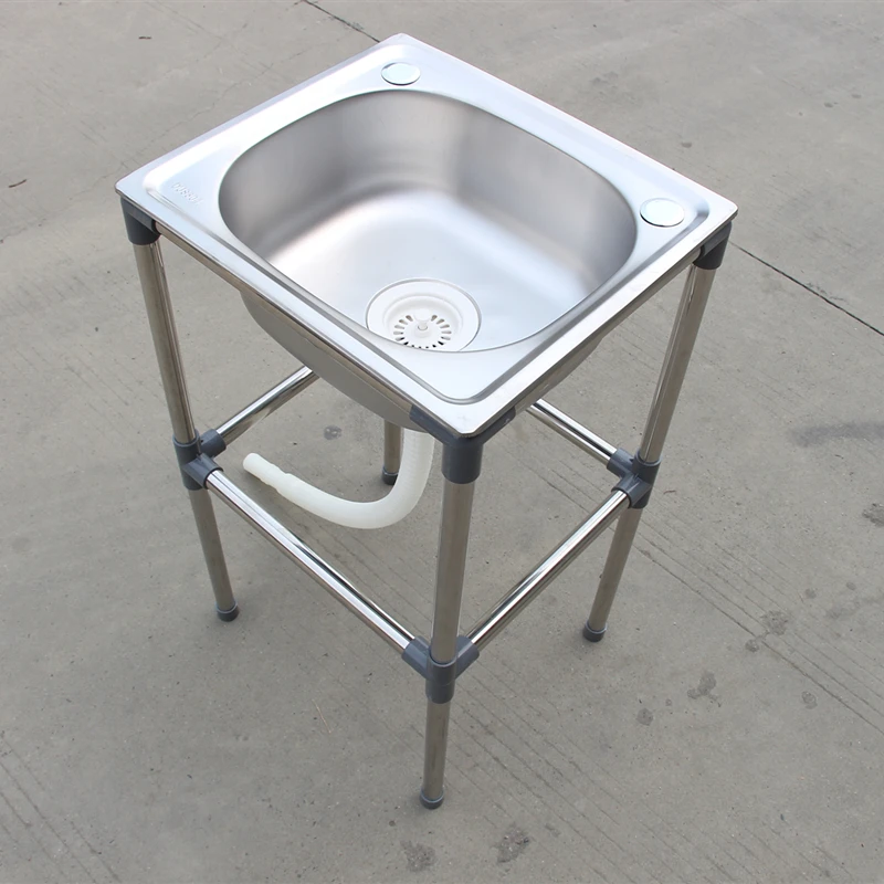 Kitchen Thickened Stainless Steel Vegetable Washing Basin with Bracket Sink Single Basin Kitchen Sink