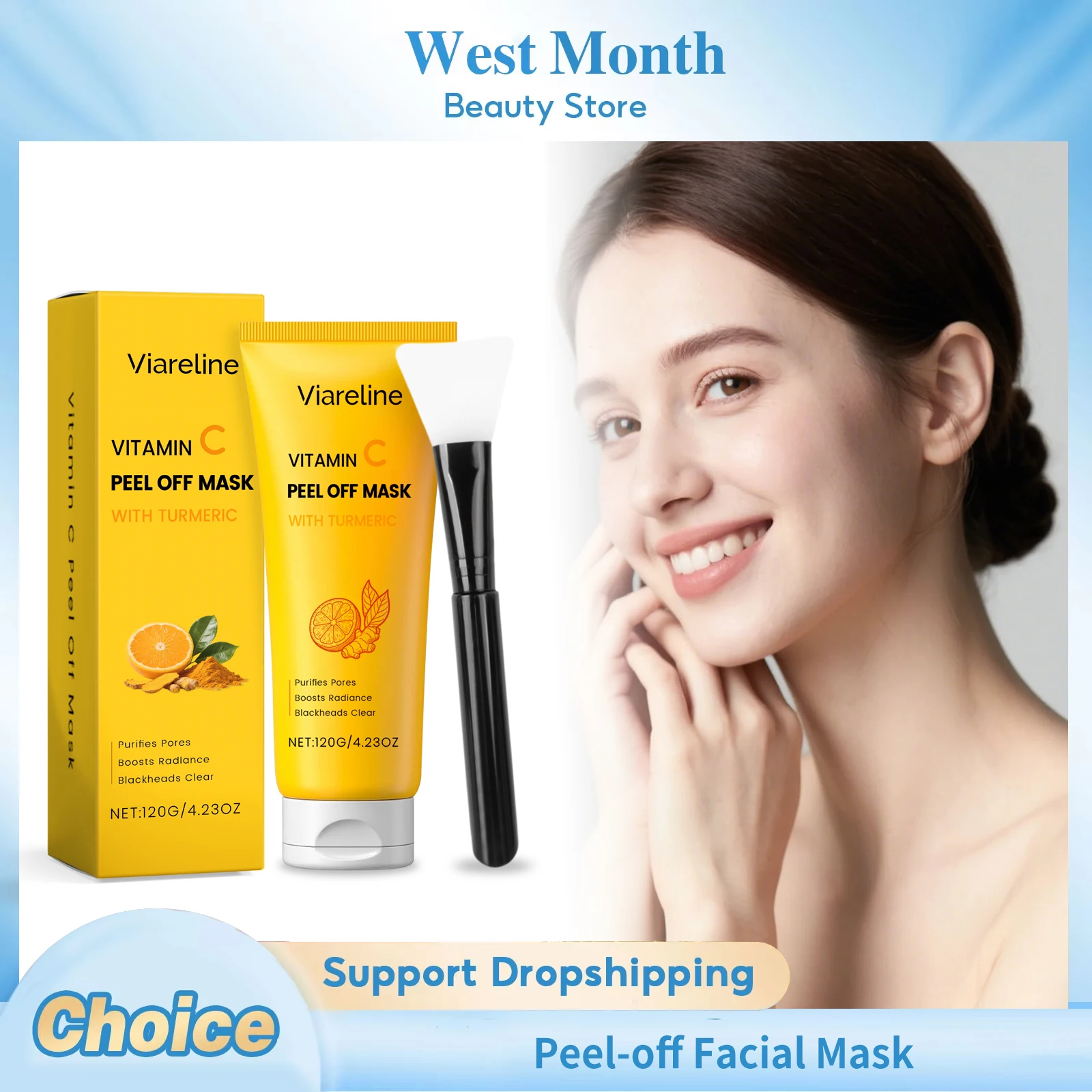 

Peel-Off Facial Mask Deep Cleansing Brightening Shrink Pores Blackhead Remover Repair Moisturizing Turmeric Peel-Off Facial Mask